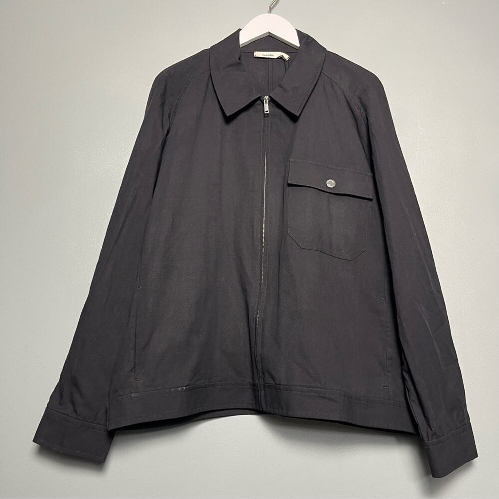 NWT Pangaia DNA Cotton Linen Harrington Jacket Lightweight Black Unisex Size L - Picture 2 of 11